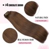 Clip in Hair Extensions Real Human Hair, SURNEL Chocolate Brown Real Human Hair Extensions Clip in Straight Remy Hair Extensions 140g 7pcs 14 Inch Hair(#4-14'')