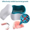 Denture Bath Case with Basket Denture Bath Cleaning Box Container Soaking Cup Cleaner Retainer Case Holder for Dentures for False Teeth (B)