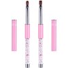 Ycyan 2Pcs Oval & Flat UV Gel Nail Brush Set Rhinestone Handle Professional Nail Art Design Brushes Pink Size 8