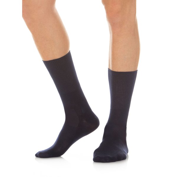 Relaxsan 560 (1 Pair - Blue 4-L) Diabetic Crew Socks for Men Women, Seamless Socks, Non Binding for Sensitive Feet, Cotton and Crabyon