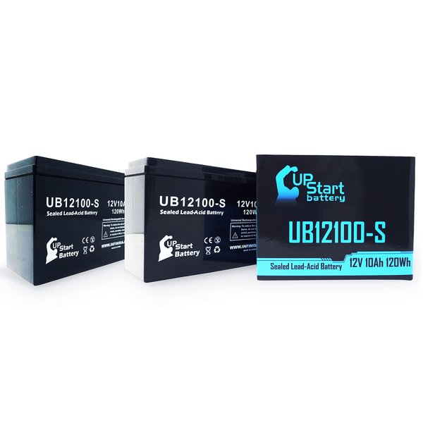 2 Pack Replacement for eZip eZip 400 Battery - Replacement UB12100-S Universal Sealed Lead Acid Battery (12V, 10Ah, 10000mAh, F2 Terminal, AGM, SLA)