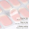 DUKASOU Semi Cured Gel Nail Strips - 28Pcs Gel Nail Stickers for Women Work with Any UV Nail Lamps(Not Include), DIY Gel Nail Wraps for Home, Includes Prep Pads, Nail File & Wood Stick(Pink French)