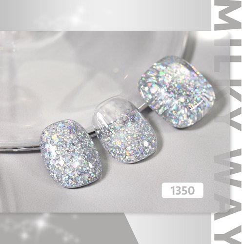 GAOY Glitter Gel Nail Polish, 16ml Silver Sparkly Gel Polish, Diamond Shiny Glitter Soak Off UV Gel for Nail Art, 1350 Milky Way