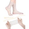 Geyoga 4 Pairs Women's Lace Ankle Socks Ruffle Frilly Socks Mesh Lace Loose Socks Slouch Socks Ankle High Socks for Women(White, Apricot, Medium)
