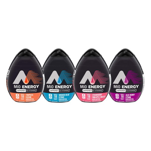 Mio Energy Water Enhancement 4 Flavor Variety Pack, Strawberry Pineapple Smash, Tropical Fusion, Acai Berry Storm and Wicked Blue Citrus, (Pack of 4).