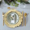 24 Pcs Plastic Charger Plates, 12.99 Inch Gold Dinner Plates Coral Reef Shaped rim Acrylic Charger Plate Wedding Elegan Reusable for Wedding Party Dinner Table Events Decoration Food Serving - Gold