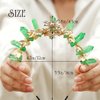Formery Flower Green Quartz Crown Headband Gold Leaf Raw Crystal Tiara Hairband Woodland Fairy Elf Halloween Rhinestone Floral Natural Stone Hair Accessories for Women and Girls