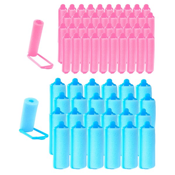 64 Pieces Sponge Hair Rollers: 2 Sizes for Medium Length Styling, Flexible Foam Curlers for Overnight Curl and Volume