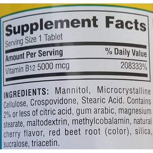 Members Mark Sublingual Vitamin B12 5000mcg (300 Count)