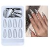 Silver Chrome Press on Nails Almond Fake Nails with Medium False Nails Design Acrylic Artificial Nails Glossy Glue on Nails Full Cover Stick on Nails for Women Girls Manicure Art 24Pcs