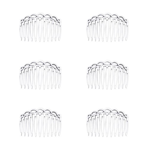 Ruwado 6 Pcs 11 Teeth Hair Side Combs 8.2 x 5.3 cm Tortoise French Twist Hair Barrettes Accessories for Women Girls Fine Thin Thick Long Hair Wedding Bridal Parties (Clear)