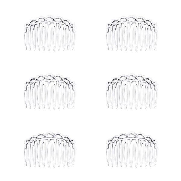 Ruwado 6 Pcs 11 Teeth Hair Side Combs 8.2 x 5.3 cm Tortoise French Twist Hair Barrettes Accessories for Women Girls Fine Thin Thick Long Hair Wedding Bridal Parties (Clear)