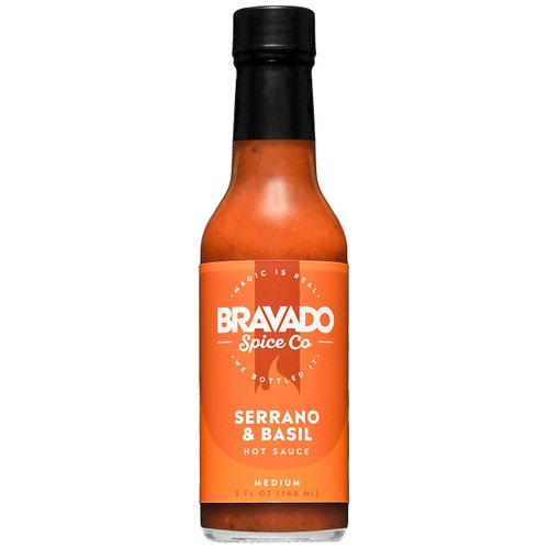 Serrano And Basil Hot Sauce By Bravado Spice Gluten Free, Vegan, Low Carb, Paleo Hot Sauce All Natural 5 oz Hot Sauce Bottle Award Winning Gourmet Hot Sauce