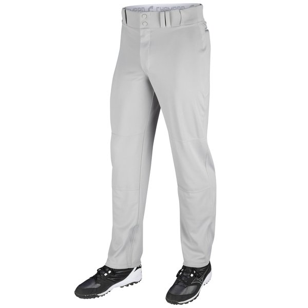 Champro Triple Crown OB Open-Bottom Loose-Fit Baseball Pant in Solid Color with Adjustable Inseam and Reinforced Sliding Areas, Grey, Adult Medium