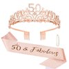 Semato 50th Birthday Decorations - 50th Birthday Sash and 50th Birthday Tiara Kit for Women 50th Birthday Gifts for Her Happy 50th Birthday Party Supplies and Favors