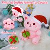 Hagusahuo Christmas Stuffed Animal Pink Cat Plush, Cute Cat Stuffed Animal with Gift Box Plush for Kid, Kawaii Cat Plushie Toy for Kids Boys Girls Cartoon Christmas Decoration