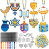 Dunzoom 30 Set Hanukkah Craft Kit Chanukah Suncatchers Kits Window Art Hanukkah Menorah Dreidel DIY Suncatchers Make Your Own Suncatcher Paint Sun Catchers Ornaments for Jewish Art Craft Activity
