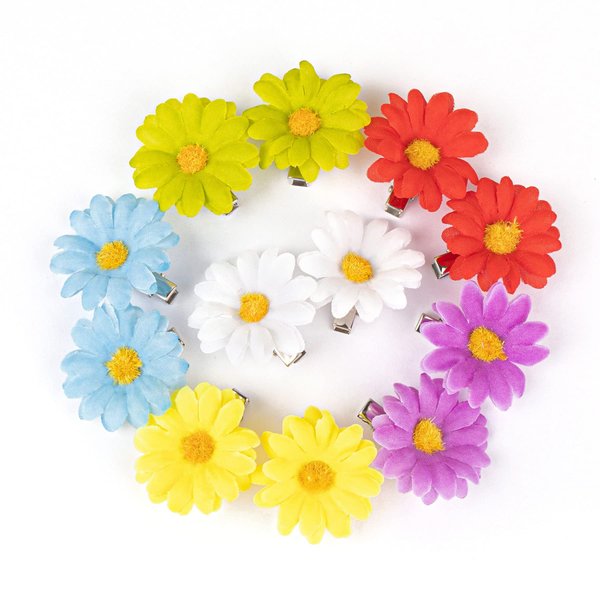 Framendino, 12 Pack Multi-Colored Daisy Hair Clips Sun Flower Hairpins Mini Sunflower Hair Pins for Women Beach Wedding Bridal Accessories