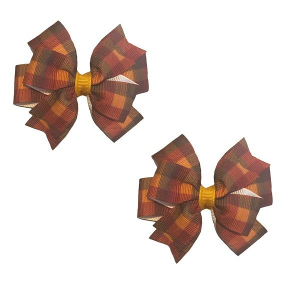 Autumn Plaid Toddler Hair Bow Set