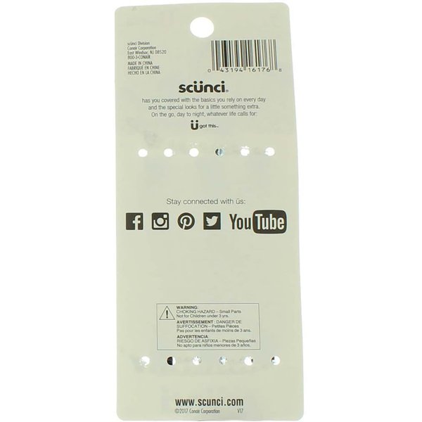 Scunci Metal Barrettes in Assorted Colors, 3-Count per Pack (1-Pack)