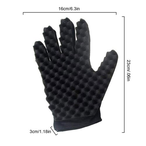 Magic Curly Sponge Gloves, Airlxf 2PCS Curl Hair Sponge Gloves Tutorial for Barbers Wave Black Twist Brush Styling Tool Hair Brush Sponge Gloves