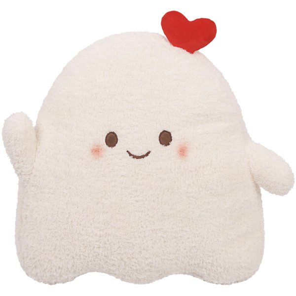 ARELUX Cute Ghost Plush Pillow,Soft White Heart Ghost Stuffed Animals Plushies Kawaii Doll Toy Funny Room Decor Gifts for Girls Boys Birthday Halloween Christmas 18in