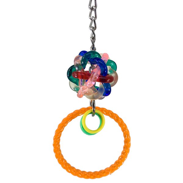 Bonka Bird Toys 1874 Wibbly Ring 5" High by 5" Wide, Small Parrot Tug Forage Cage Toy, Parrotlet, Budgie, Lories, and Similar Birds
