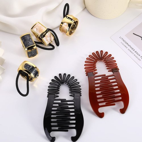 DIYOVNAK 8 Pieces Plastic Banana Hair Clips Hair Ponytail Holder Hair Combs Hair Accessories for Women&Girls Gifts
