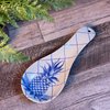 Bamboo Table Blue Pineapple Spoon Rest, Made of Eco-Friendly Bamboo Composite