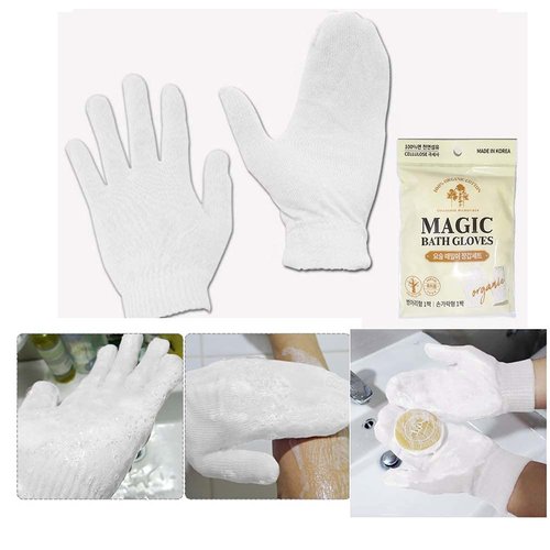 Jungjun Industry Korean Magic Body Scrub Gloves(Finger & Mitten) White Korean Spa Bath Washcloth Maya 정준산업 요술때밀이장갑