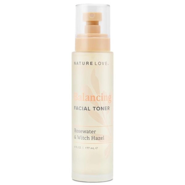 Nature Love Balancing Facial Toner - with Rosewater & Witch Hazel | Removes Excess Oil & Impurities | Made in USA, Cruelty & Paraben Free (6 Fl Oz)