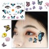 Eye Shiny Butterfly Flower Stickers Facial Body Glitter Butterfly Makeup Stickers for Women Girls Waterproof Temporary Fake Flower Tattoo Sticker for Halloween Costume Party Facial Body Decoration 6 sheets