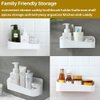 SUNFICON Adhesive Shower Caddy Wall Mounted Bathroom Shelf Organizer Storage Rack No Drilling Shower Shelf Bath Essentials Shampoo Spice Holder 2 Clear Adhesives for Shower Room Bathroom Kitchen White