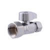 Eastman 3/8 Inch FIP x 3/8 Inch OD Compression Quarter Turn Straight Stop Valve, Brass Plumbing Fitting, Chrome, 10754LF