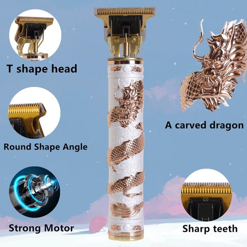 Ibeautyliss Men's Hair Clippers, Home Haircutting Cordless Clipper Kit, Nearly Zero Gapped T Blade Hair Trimmer Clipper for Men (Dragon)