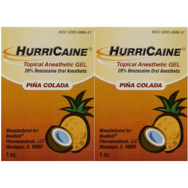Yeegfeyuu Beutlich LP Pharmaceuticals Hurricaine Topical Anesthetic Gel, Piña Colada, 1 Ounce- Pack of 2