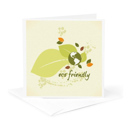 3dRose Greeting Card - Eco-Friendly Leaf Earth Day Environmental Vector Design - Floral and Nature Designs