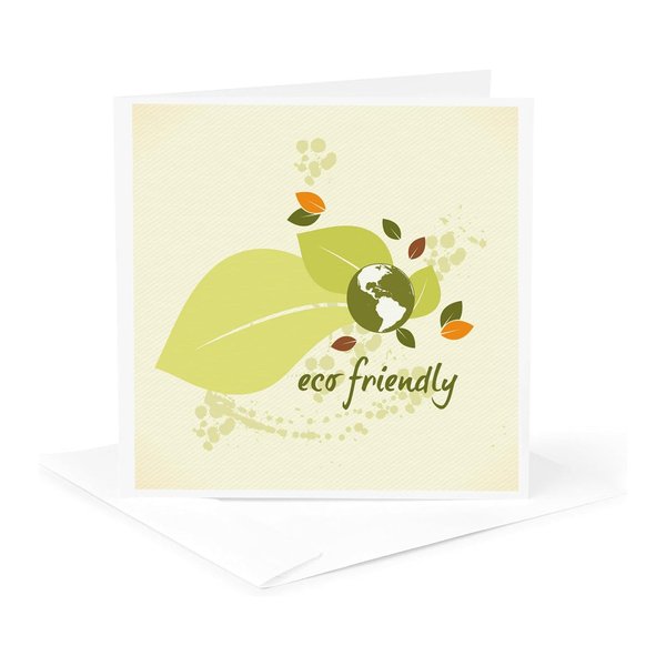 3dRose Greeting Card - Eco-Friendly Leaf Earth Day Environmental Vector Design - Floral and Nature Designs