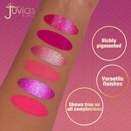 Juvia's Place Palette The Sweet Pinks - Deep Fuchsia, Soft & Sweet Pink, Shades of 6, Pressed Pigments Palette, Professional Makeup, Pigmented Pan Palette, Makeup Palette for Color & Shine