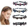 GeoGeoDIY 4 Pieces Flower Crystal Hair Band for Women Hairpin Headbands Double Layer Twist Plait Headband with Clips Hollow Woven Headband Hair Accessories for Women Girls
