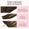 MAXITA Weft Hair Extensions Human Hair Chocolate Brown Mixed Caramel Blonde Balayage 20 Inch Hair Extensions Weft Invisible Double Weft Sew in Hair Extensions 100g Per Bundle