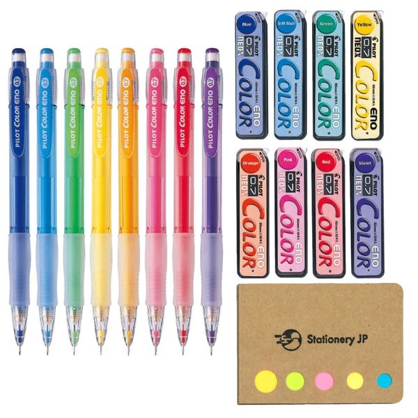 Pilot Color Eno Mechanical Pencil, 0.7mm, 8 Colors, Refillable, Smooth Writing, Lightweight