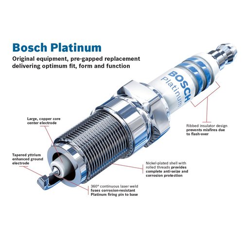 BOSCH 6702 OE Fine Wire Platinum Spark Plug - Pack of 4