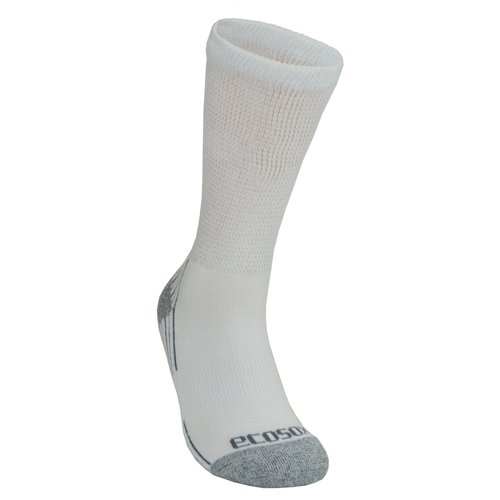 Diabetic Socks - 3 Pair - Viscose from Bamboo - Crew w/Arch Support - Size 9-11 - Whit...