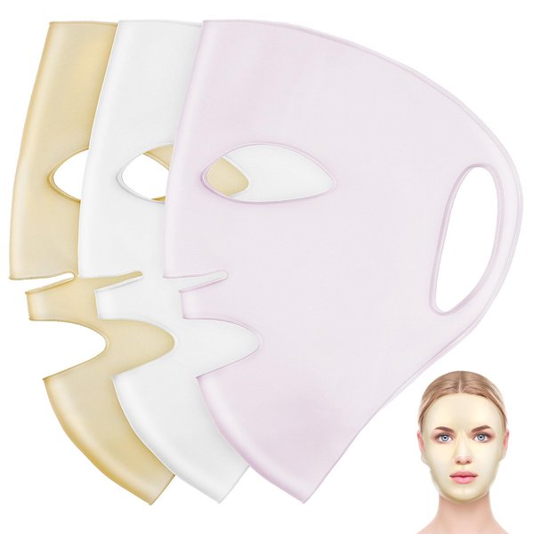 FRCOLOR 3 Pcs Silicone Face Masks Reusable Facial Mask Skincare Silicone Mask Cover Moisturizing Silicone Mask Sheet Prevent Evaporation Masks, Beauty Face Tool for Women Girls