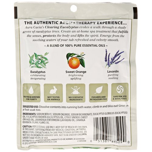 Aura Cacia Aromatherapy Mineral Bath, Clearing Eucalyptus, 2.5 ounce packet (Pack of 3)