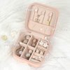 MFXIP Travel Jewelry Case Small Jewelry Box Jewelry Organizer Storage Case Portable PU Leather Mini Jewelry Travel Case for Girls Womens Earring, Necklace, Rings,Bracelets (Pink)