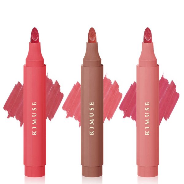KIMUSE Lip Stain Tip Marker Set, Long Lasting Waterproof Smudgeproof Lip Liner Stain, Matte Natural Finish, All Day Wear Lip Color (Sunset Nudes)