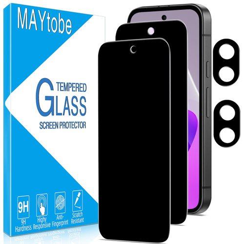 MAYtobe [2+2 Pack for Google Pixel 9A Privacy Screen Protector, Privacy Tempered Film with Camera Lens Protector for Pixel 9A, No Bubbles, Anti Scratch, Easy to Install