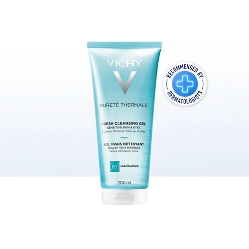 Vichy Pureté Thermale Fresh Cleansing Gel Face Wash, Facial Cleanser & Makeup Remover with Vitamin B5 to Cleanse & Remove Impurities , 6.76 Fl Oz (Pack of 1)